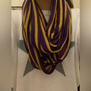 Purple and gold striped scarf